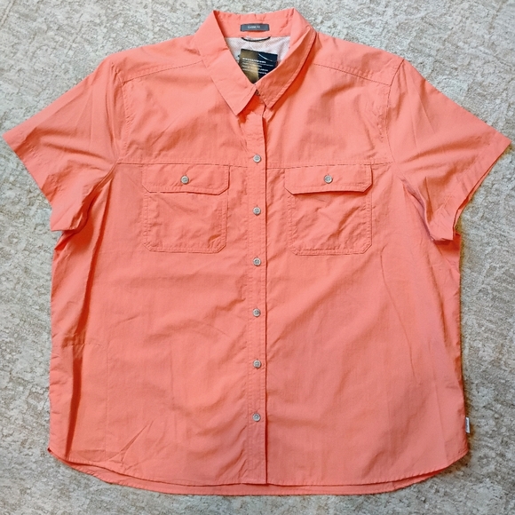 Eddie Bauer Tops - NWT XL Eddie Bauer Mountain Ripstop Orange Hiking Outdoor Button Up SS Shirt NEW